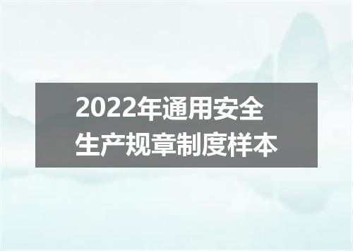 2022年通用安全生产规章制度样本