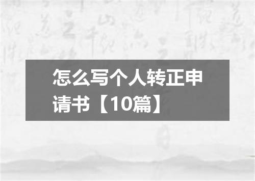 怎么写个人转正申请书【10篇】