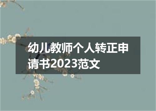 幼儿教师个人转正申请书2023范文