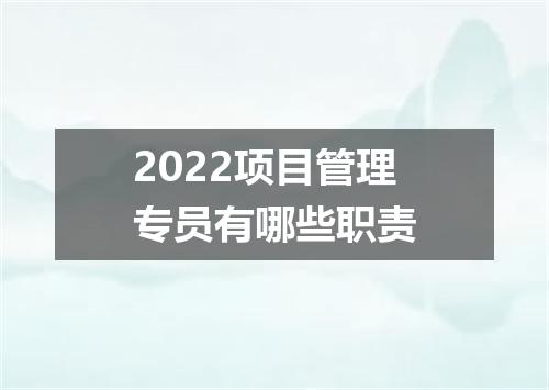 2022项目管理专员有哪些职责