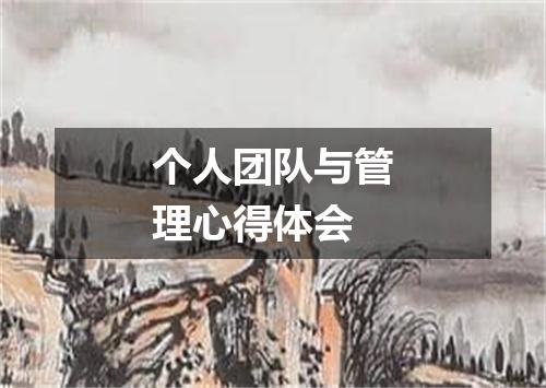 个人团队与管理心得体会