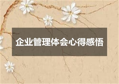企业管理体会心得感悟