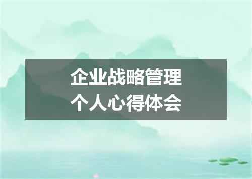 企业战略管理个人心得体会