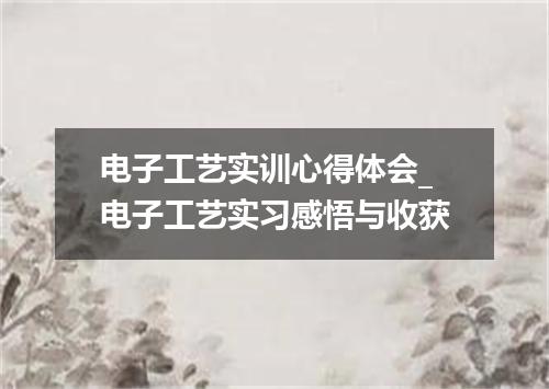 电子工艺实训心得体会_电子工艺实习感悟与收获