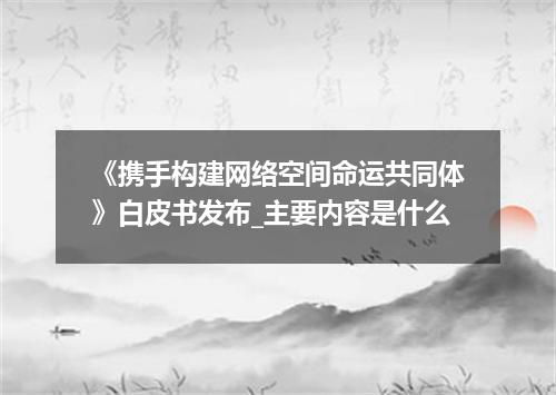 《携手构建网络空间命运共同体》白皮书发布_主要内容是什么