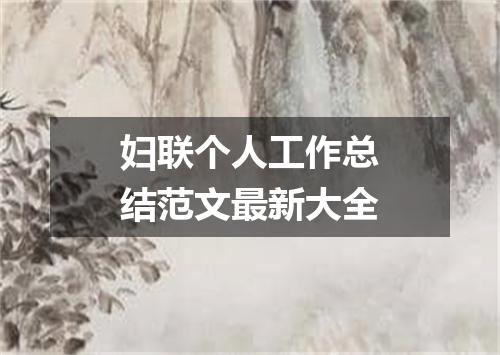 妇联个人工作总结范文最新大全