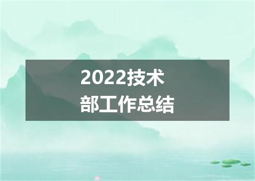 2022技术部工作总结