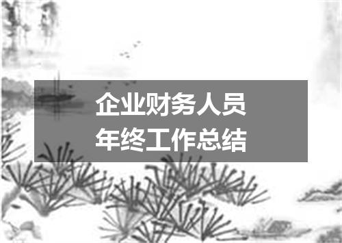 企业财务人员年终工作总结