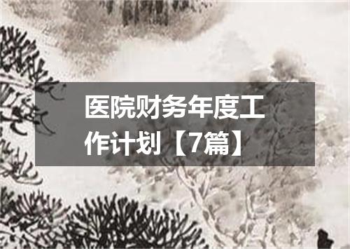 医院财务年度工作计划【7篇】