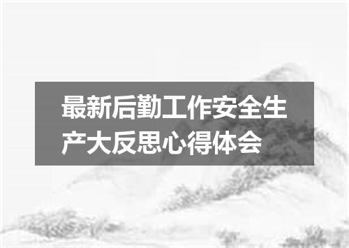 最新后勤工作安全生产大反思心得体会