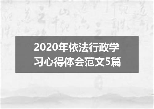 2020年依法行政学习心得体会范文5篇