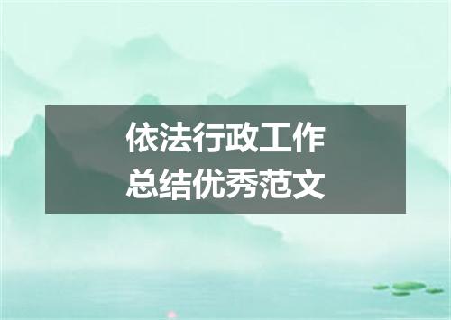 依法行政工作总结优秀范文
