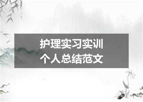 护理实习实训个人总结范文