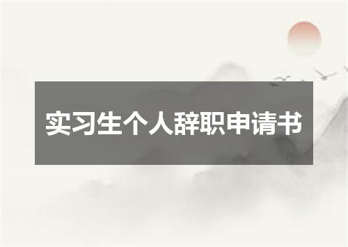 实习生个人辞职申请书