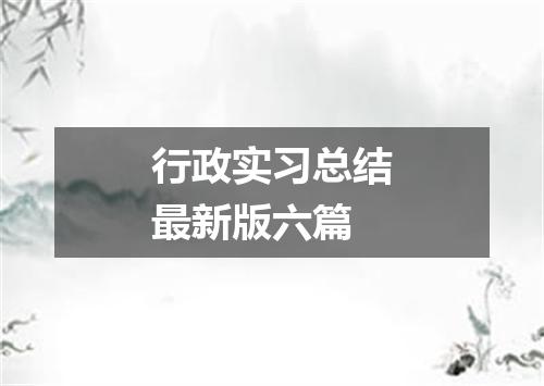 行政实习总结最新版六篇