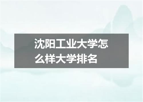 沈阳工业大学怎么样大学排名