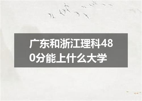 广东和浙江理科480分能上什么大学