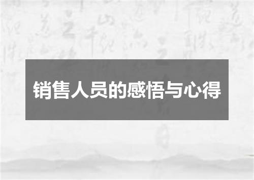 销售人员的感悟与心得