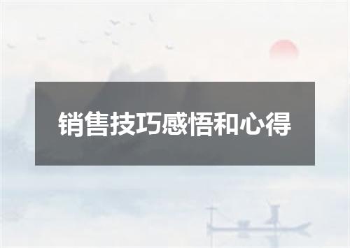 销售技巧感悟和心得