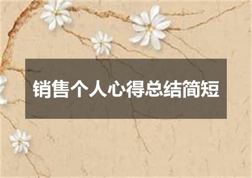 销售个人心得总结简短