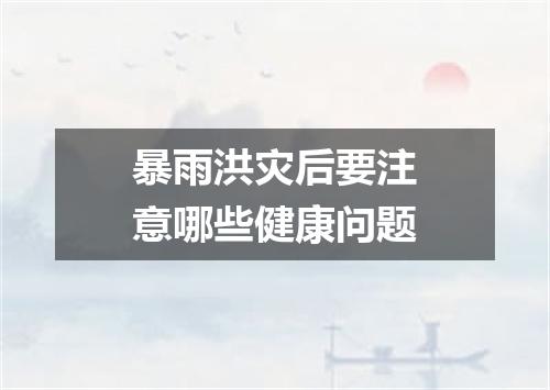 暴雨洪灾后要注意哪些健康问题