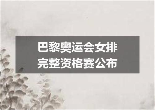 巴黎奥运会女排完整资格赛公布