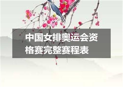 中国女排奥运会资格赛完整赛程表