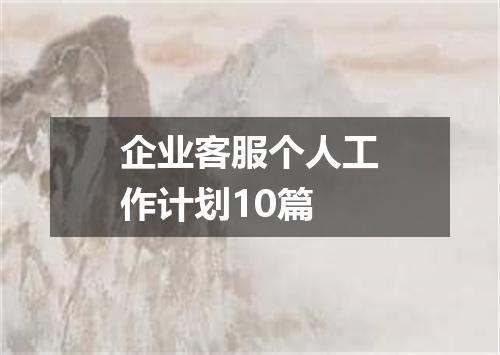 企业客服个人工作计划10篇