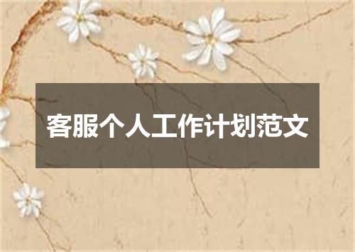 客服个人工作计划范文