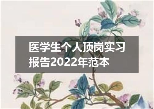 医学生个人顶岗实习报告2022年范本