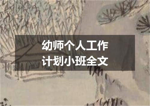 幼师个人工作计划小班全文