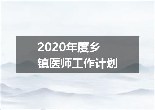 2020年度乡镇医师工作计划