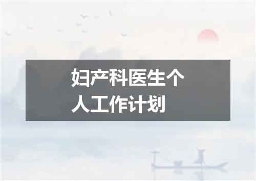 妇产科医生个人工作计划