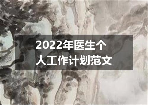 2022年医生个人工作计划范文