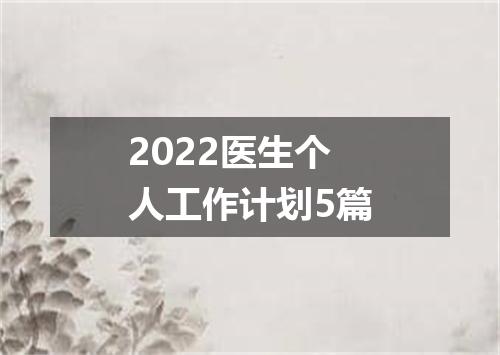2022医生个人工作计划5篇