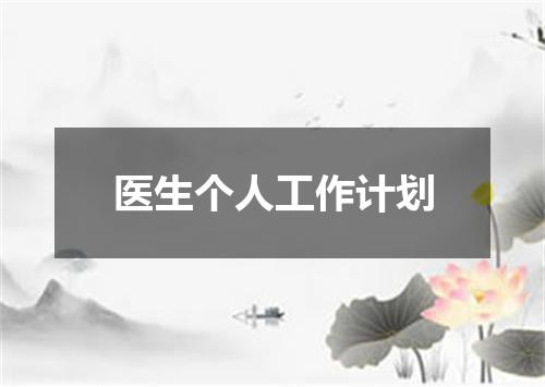 医生个人工作计划