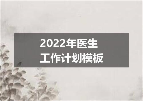 2022年医生工作计划模板