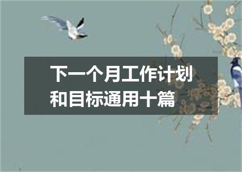 下一个月工作计划和目标通用十篇