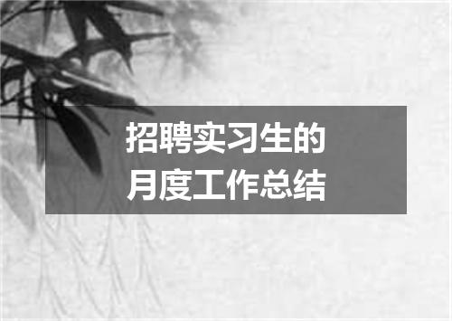 招聘实习生的月度工作总结