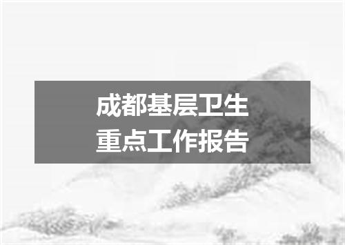 成都基层卫生重点工作报告