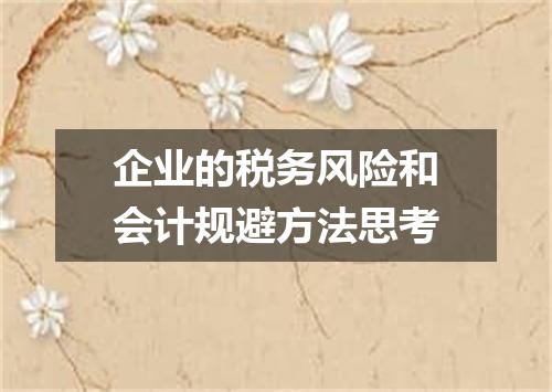 企业的税务风险和会计规避方法思考