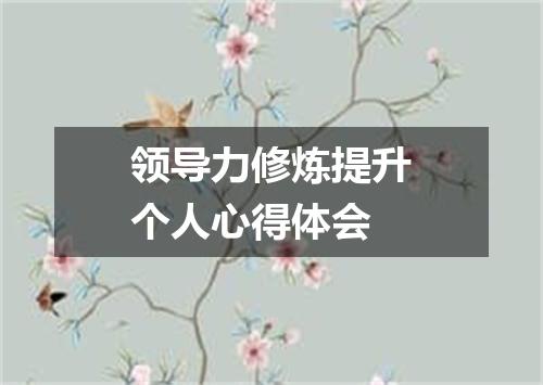 领导力修炼提升个人心得体会