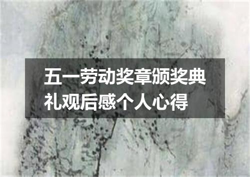 五一劳动奖章颁奖典礼观后感个人心得