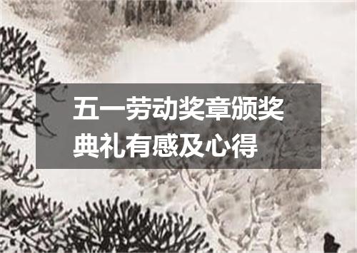 五一劳动奖章颁奖典礼有感及心得