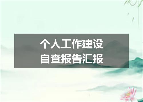 个人工作建设自查报告汇报