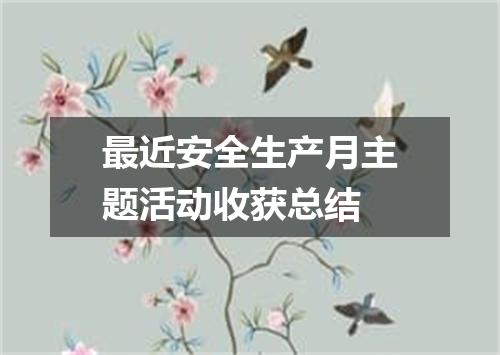 最近安全生产月主题活动收获总结