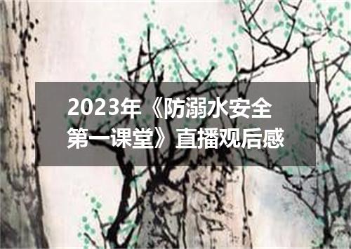 2023年《防溺水安全第一课堂》直播观后感