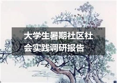 大学生暑期社区社会实践调研报告