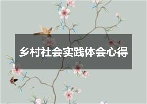乡村社会实践体会心得