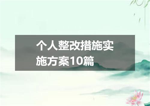 个人整改措施实施方案10篇